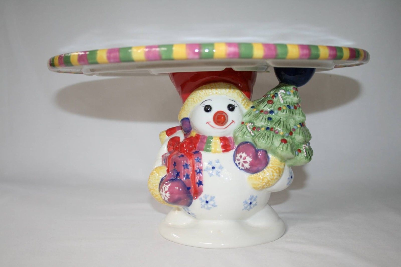 Christopher Radko Holiday Celebrations Snowman Footed Cake Plate #1421