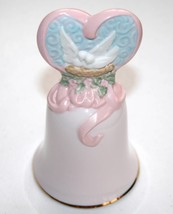 Avon 1995 Love's Beginnings Pastel Pink Dove Heart Bell  #1303 - $26.00