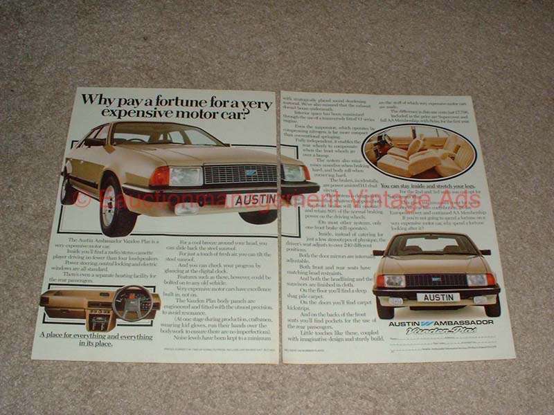 Primary image for 1982 2pg Austin Ambassador VandenPlas Car Ad - NICE!