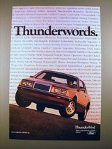1985 Ford Thunderbird Car Ad - Thunderwords! - $14.99