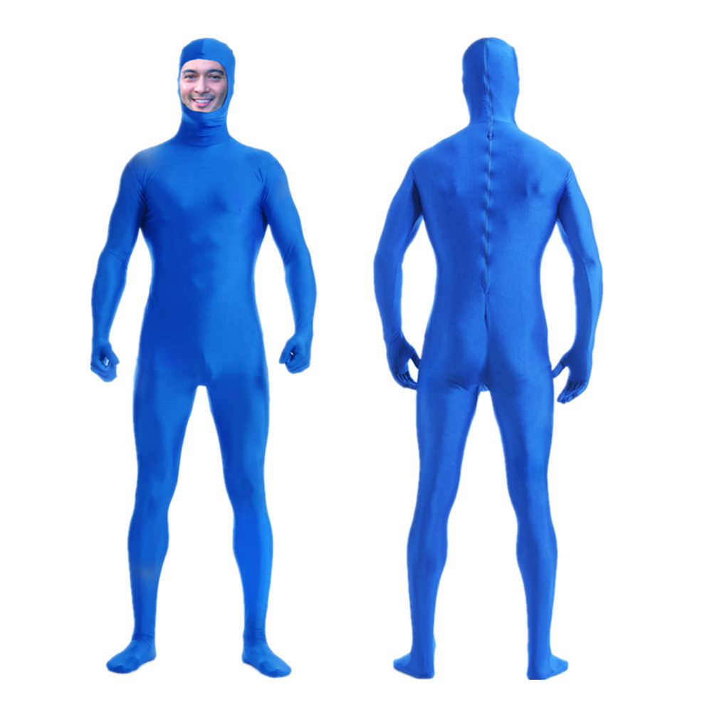 Womens Open Face Spandex Zentai Suit Costume No Face Full Body
