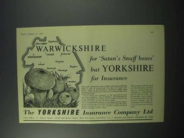 1960 Yorkshire Insurance Company Ad - Warwickshire - $14.99