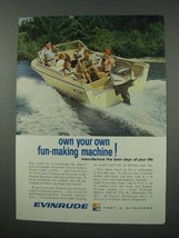 1961 Evinrude Outboard Motor Ad - Fun-Making Machine - $14.99