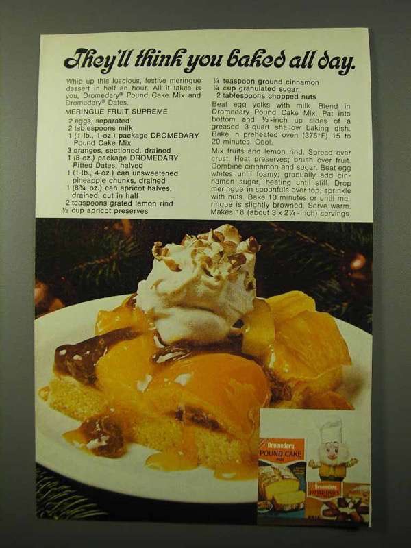 1972 Dromedary Pound Cake Mix and Dates Ad 197079