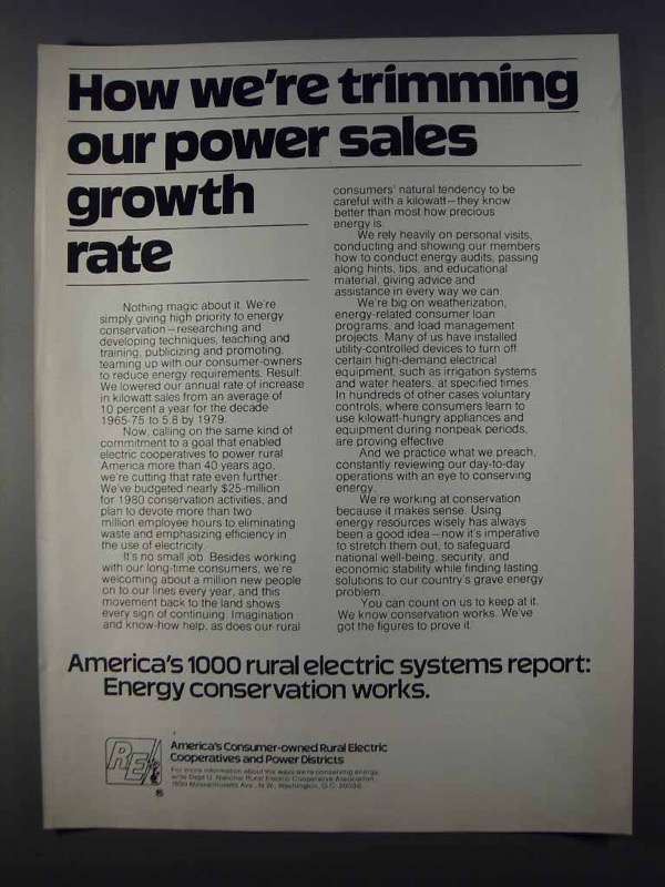 1980 National Rural Electric Cooperative Association Ad Trimming 1980 89