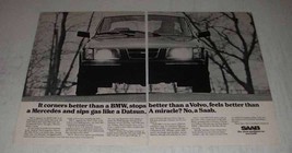 1980 Saab 900 GLE Car Ad - It Corners Better Than a BMW - $14.99
