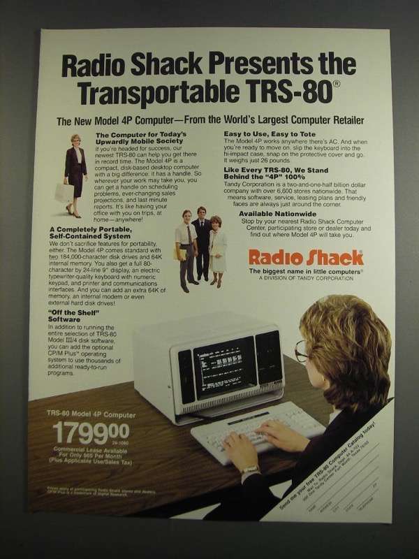 1984 Radio Shack TRS80 Model 4P Computer Ad Transportable 198089