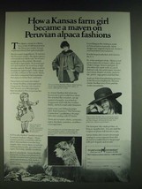 1985 The Peruvian Connection Fashion Ad - How a Kansas farm girl became - $14.99