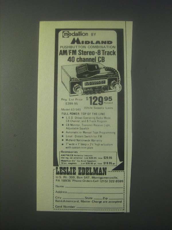 1978 Leslie Edelman Midland Medallion CB Radio Ad - 1970-79