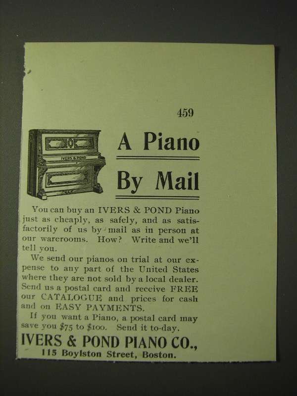 1900 Ivers & Pond Pianos Ad - A Piano by mail - 1900-09