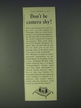 1958 Kodak Retinette Camera Ad - Don't be camera shy! - $14.99