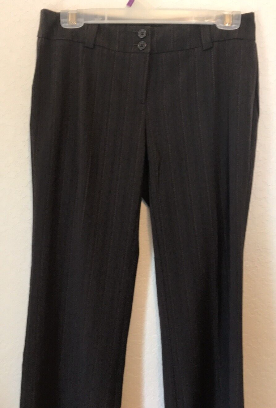 NEW Rafaella Womens Stretch Polyester Black Pin Striped Boot Cut Dress  Pants 8
