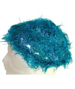 Fuzzy Turquoise Crochet Beanie Hat - $11.80