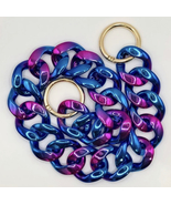 Acrylic chunky chain link bag strap, shiny blue purple links - $10.00