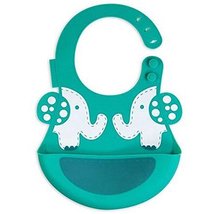 Creative Elephant Cartoon Button Silicone Baby Bibs Pocket Meals