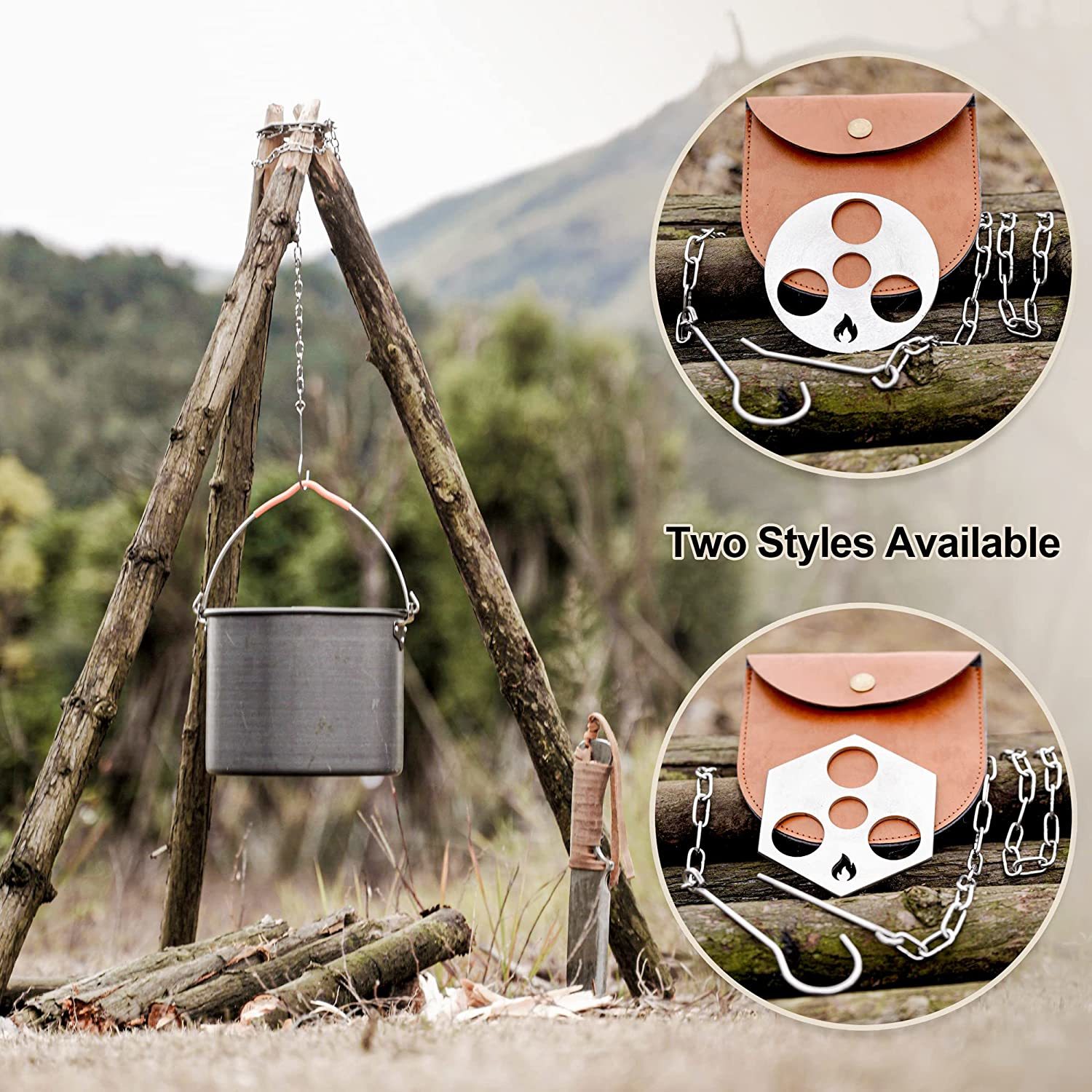 Campfire Grill Tripod Board Portable Stainless Steel Camping Grill