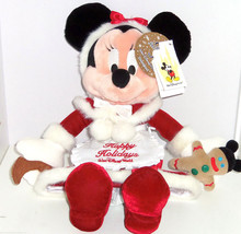 Walt Disney World Minnie Mouse Plush Mrs Claus Christmas Red Velvet Dress Toy - $49.95