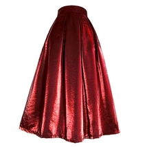 WINE RED Midi Pleated Skirt Outfit Vintage Inspired Satin Holiday Midi Skirts image 1