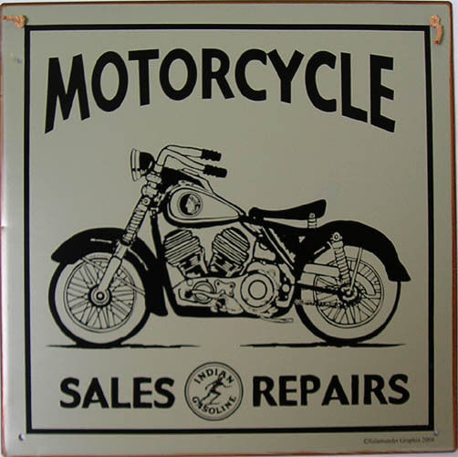 Motorcycle Sales and Repair Rustic Vintage Metal Sign - $24.95
