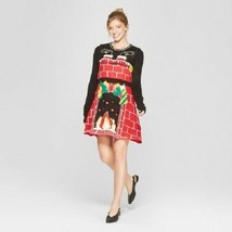 Born Famous Women&#39;s Ugly Christmas Cozy Fireplace Sweater Dress XS, M, L... - $16.73+