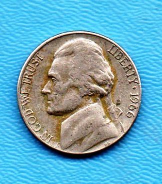Primary image for 1966 Jefferson Nickel - Light Wear -Some Toning