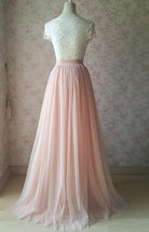 Blush Pink Full Long Tulle Skirt Plus Size Blush Wedding Tulle Skirt Bridesmaid image 5