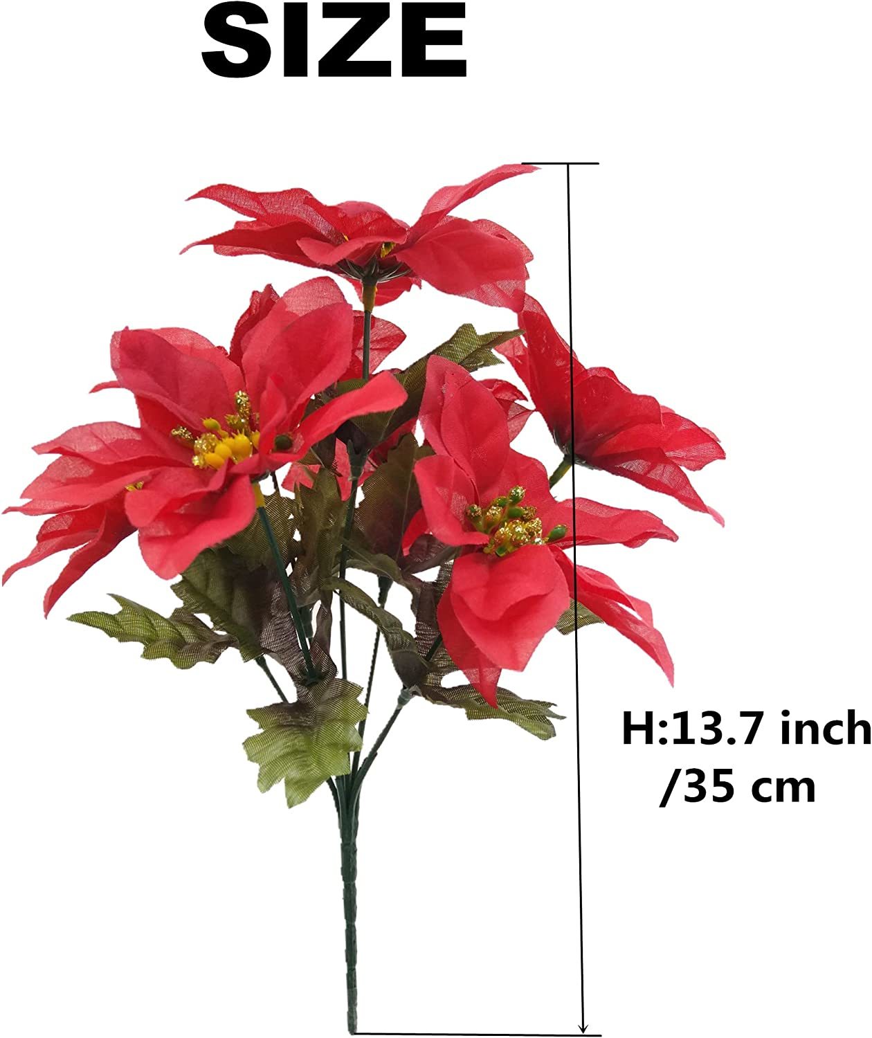 FloMynse 4 Pieces Artificial Christma Flowers Silk Poinsettia Flower