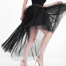 Black Slit Tulle OVERSKIRT Elastic Waist hilo Tulle Skirt Open Skirt Over Skirt image 3