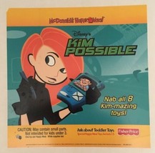 McDonald's Kim Possible Translite Advertising Sign. Mint, With Free Shipping. - $8.59