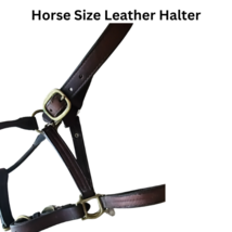 Leather Horse Size Halter Midnite High Brass Plate USED image 2