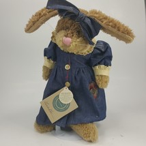 Boyds Bears &amp; Hares Lucille Plush Bunny Rabbit Denim Dress with stand UJHU1 - $11.00