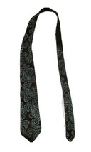 Barneys New York 100% Silk Tie Black Teal Paisley Weave Made in Italy Un... - $20.56