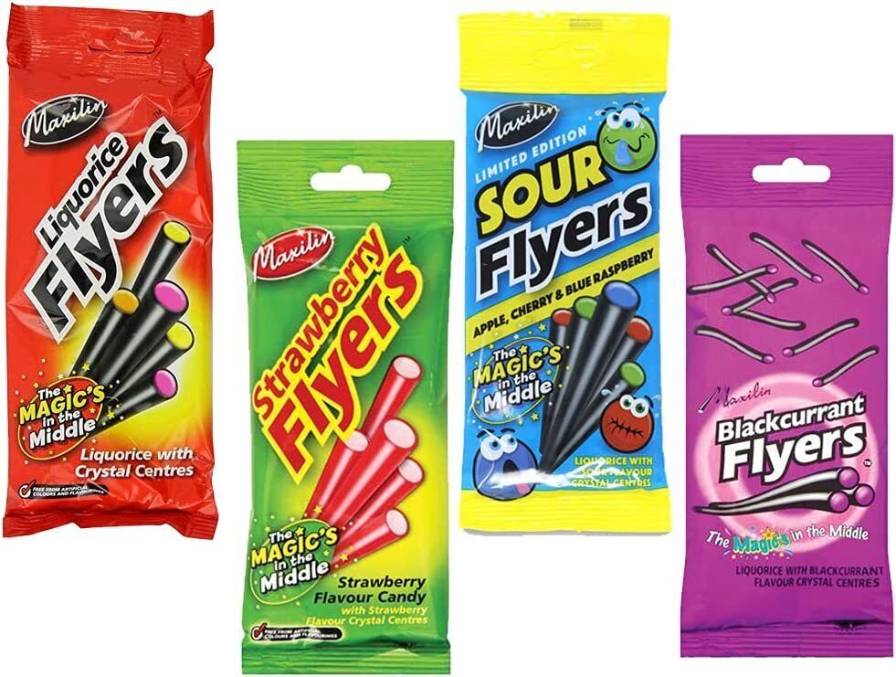 MAXILIN LIQUORICE FLYERS SOUR-LIQUORICE-STRAWBERRY-BLACKCURRANT - Gummy ...