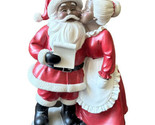 Cute Mr &amp; Mrs Santa Claus Kissing African American Tabletop New Figurine - $44.99