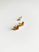Mini Tiger Eye Butterfly Earrings in Gold - $30.00