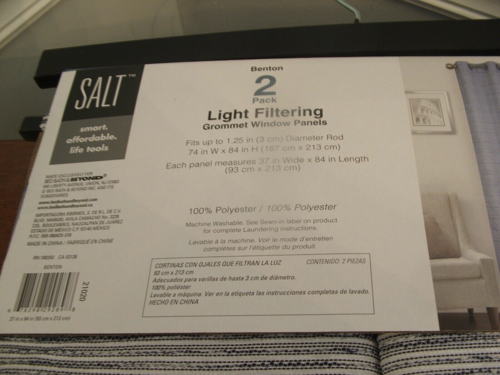 SALT Benton 2Pack 63Inch Grommet Window Curtain Panels in Navy