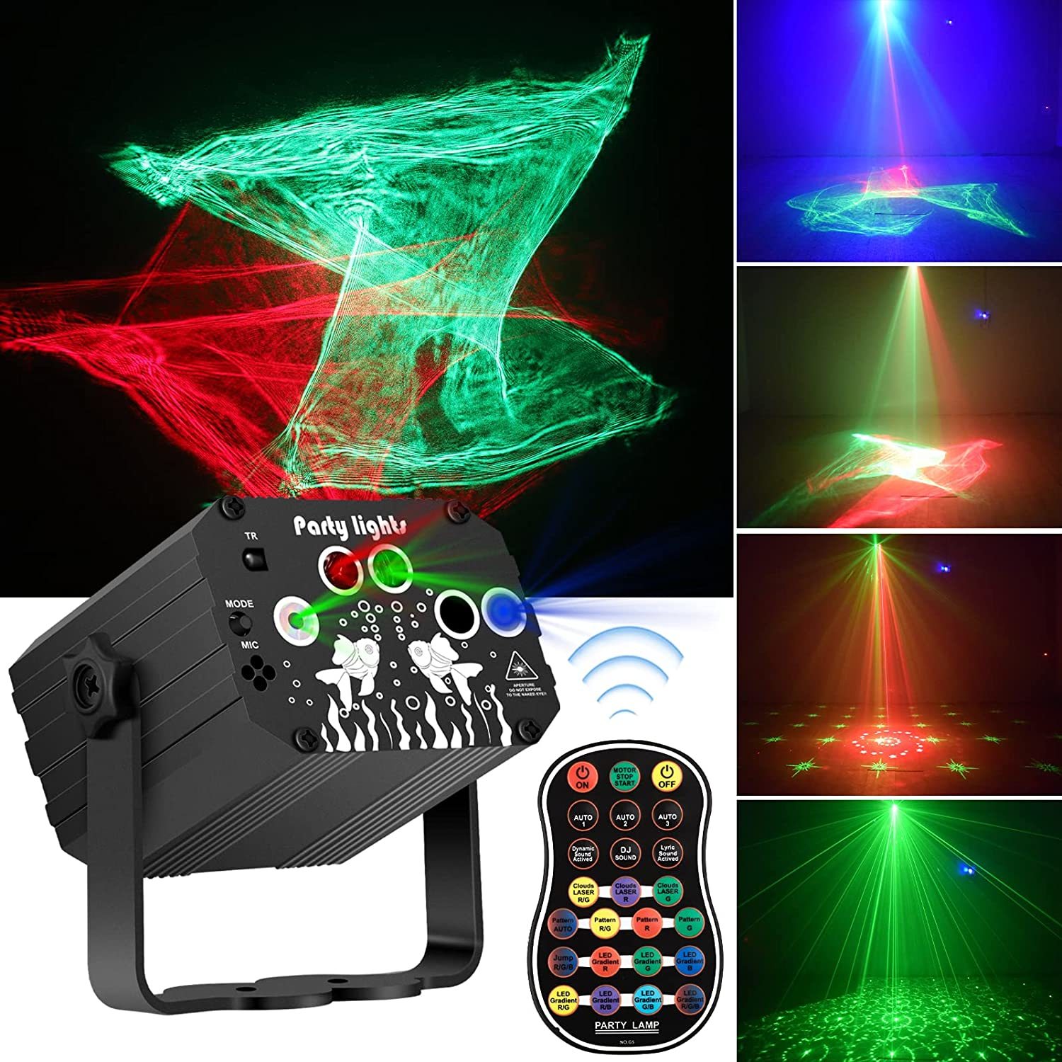 WUZSTAR New 7 Eyes Laser Discoteca Lamp RGBW Beam Projector Dj