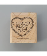 Stampin Up I Love You Beary Much 1995 Wood Mounted Rubber Stamp Heart Va... - $6.95