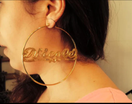 Personalized 14k Gold Overlay Any Name hoop Earrings  3 inch plain /a1 - $34.99