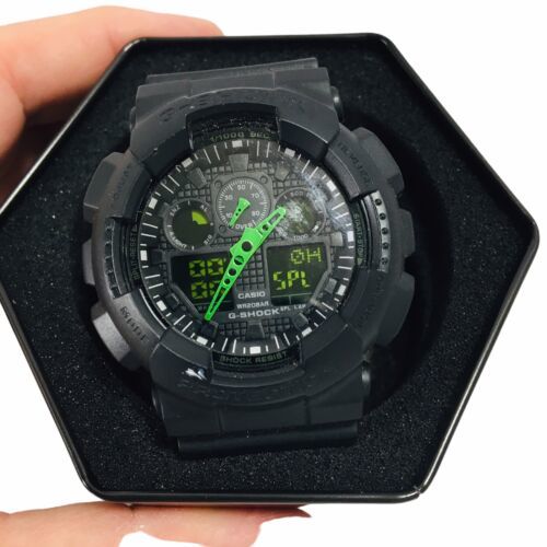 Casio G Shock 5081 Ga 100c Water Resist 20bar Wristwatch Stainless Blkgrn Works Wristwatches