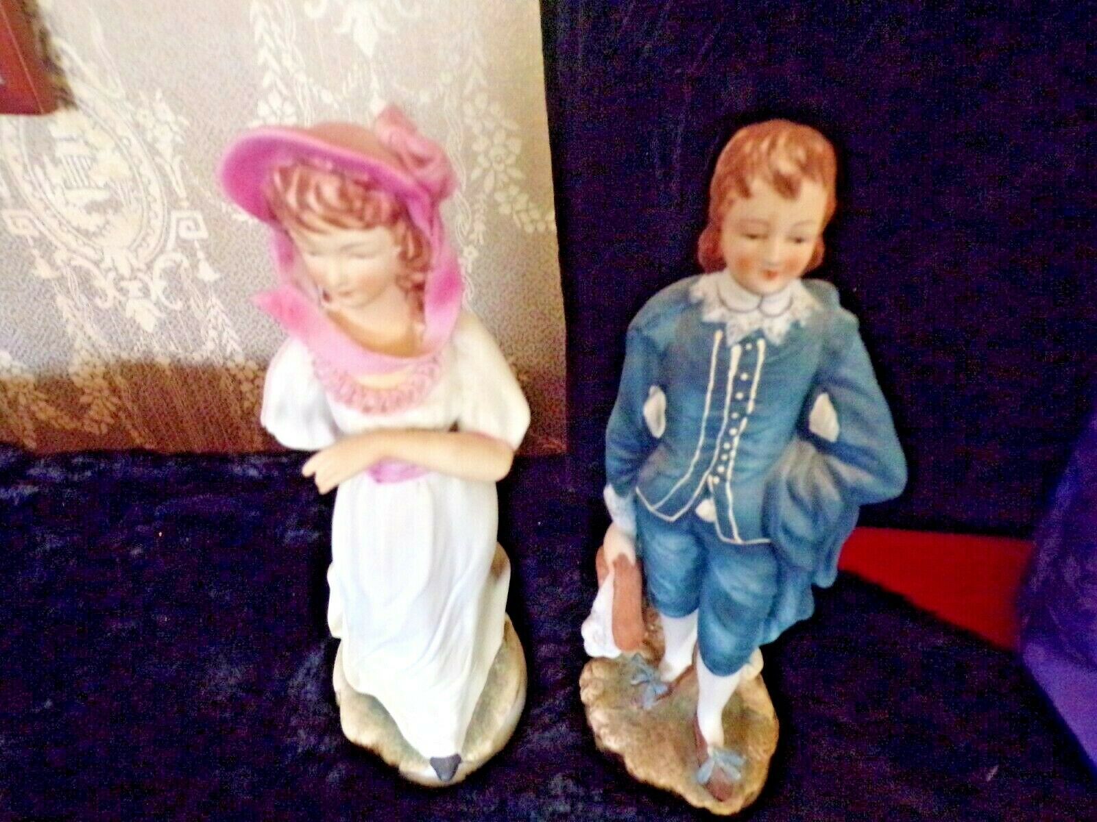 Vintage LEFTON Pinkie & Blue Boy Figurines SetKW387Handpainted