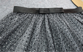 Black Polka Dot Tulle Skirt Double Layered Tulle Maxi Skirt by Dressromantic image 6