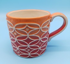 Starbucks Coffee 2009 Orange Red Embossed Geometric Pattern 14oz Mug Cup - $18.76