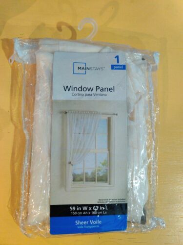 Primary image for Sheer Voile 59"W x 63”L window panel fresh ivory rod pocket Mainstays