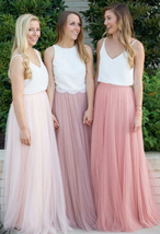 Blush Wedding Tulle Skirt Bridesmaid Outfit Plus Size Tulle Skirt Floor Length