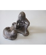 MICHAEL RICKER PEWTER FIGURINE   BOY WITH BABY SEAL PUP    2416/2500   1983 - $16.19