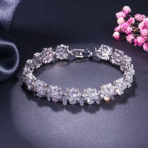 High Quality White Gold Color Chain Link CZ Zirconia Stone And Austrian Light Bl - $21.40