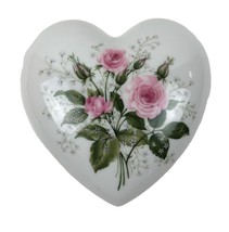 Avon Heart Shaped Trinket Box President's Celebration 1976 Spain Ceramic Floral - $14.85