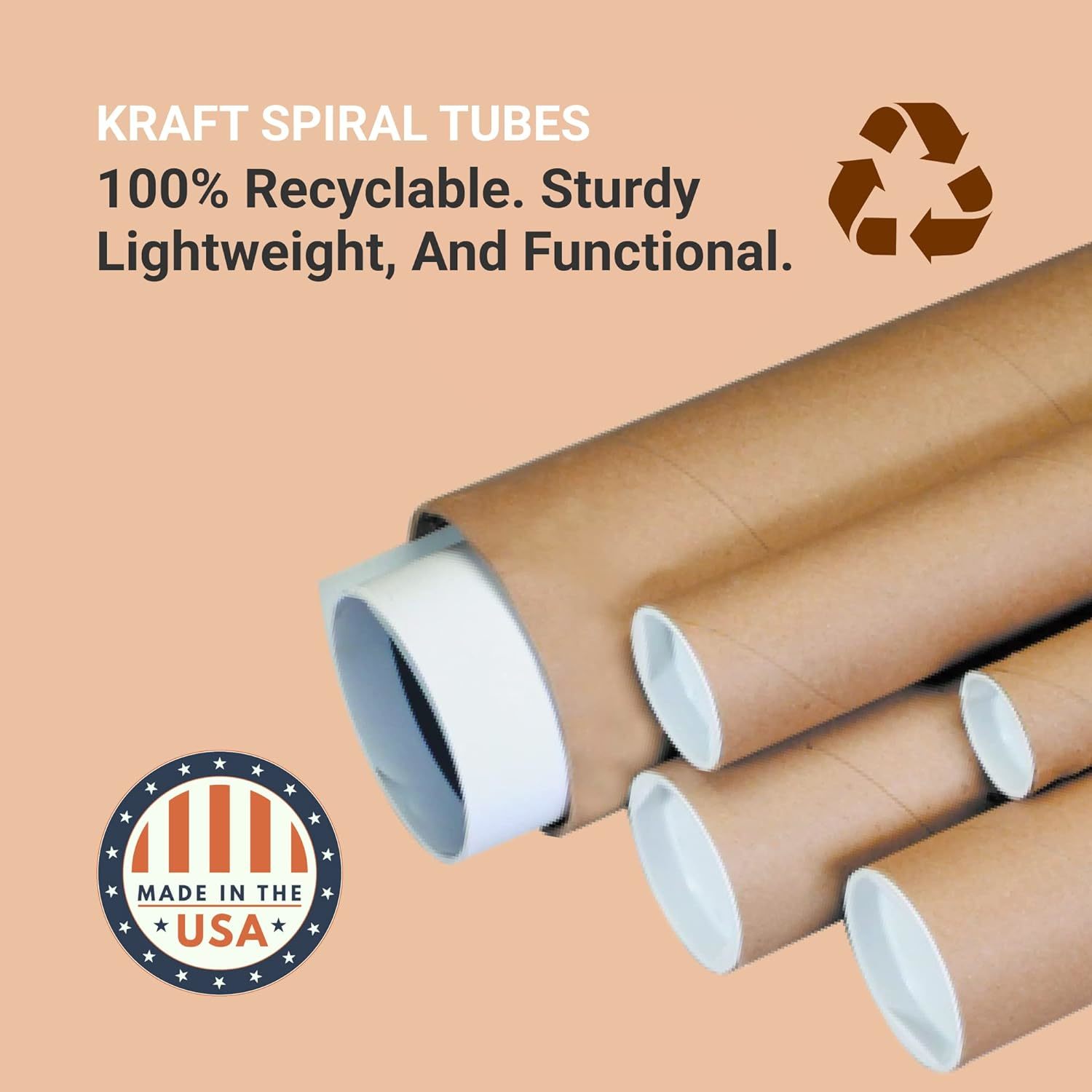 Mailing Tubes with Caps - Premium Kraft Cardboard Tubes for mailing -  Shipping Tubes for posters - Size 2 x 24 (Bundle of 50)