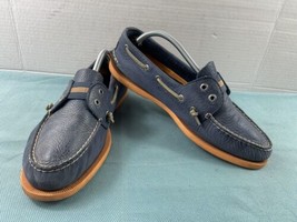 Sperry Top Sider Men Boat Shoes Blue Orange 11M Leather  Slip On Stretch Loafers - $34.47